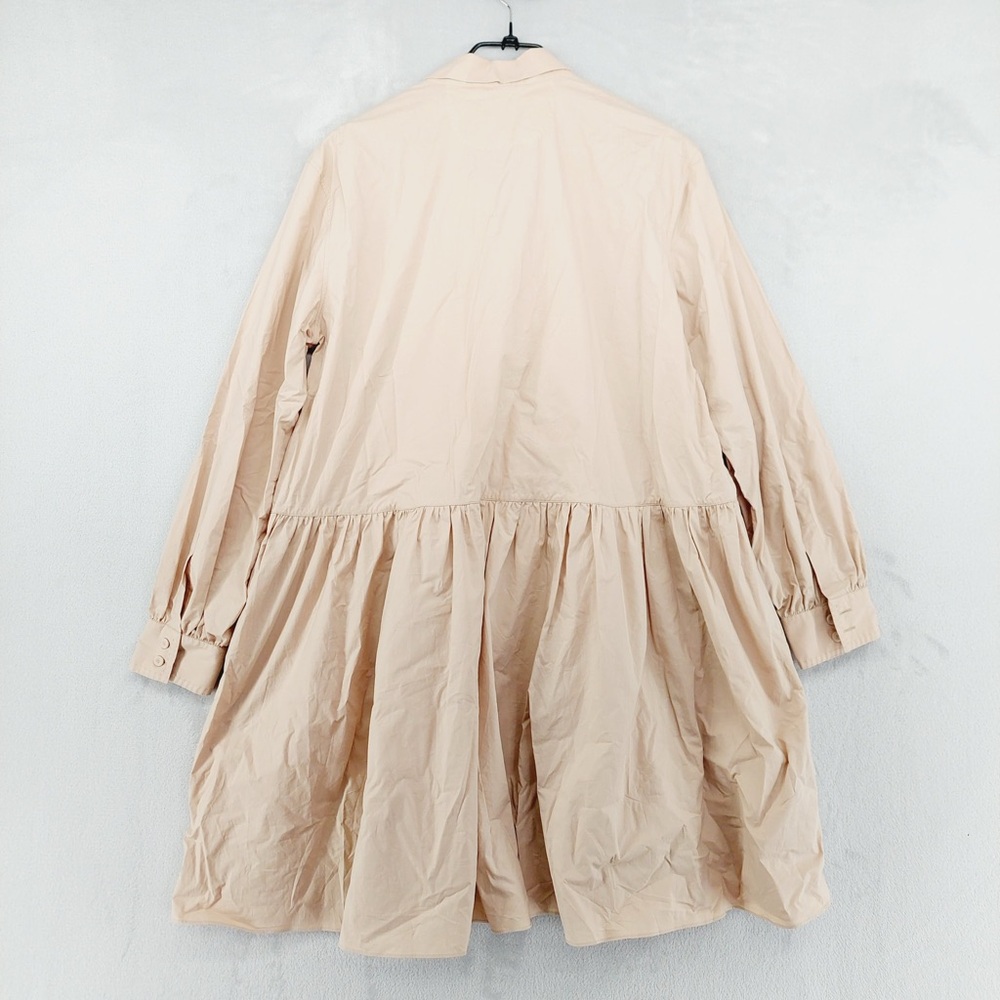 NEW Le Sarte Pettegole Tan Button Pleated Waist Long Sleeve Midi Dress P3975 - Picture 5 of 8